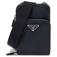 PRADA Leather Crossbody Bag, Fanny Pack Men's Black