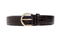 SAINT LAURENT Badge Detail Pin Buckle Leather Belts Women's Brown