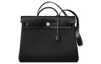 HERMES Herbag Zip Canvas With Leather Handbag, Shoulder Bag, Crossbody Bag Men's Black