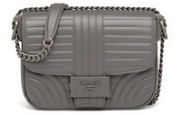 PRADA Cow Leather Shoulder Bag Women's Dark Gray
