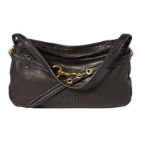 MIU MIU Aventure Nappa Sheepskin Shoulder Bag Women's Black