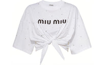 MIU MIU Drop Shoulder Sleeve T Shirt Women's White
