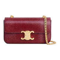 CELINE Lizard Skin Crossbody Bag Shoulder Bag Women's Light Burgundy Red