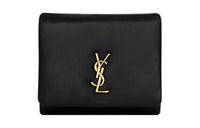 SAINT LAURENT CASSANDRE Lambskin Wallet Women's Black