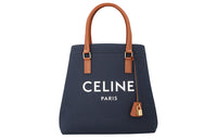 CELINE Cow Leather Shoulder Bag, Crossbody Bag, Handbag Large Size Unisex Navy Blue