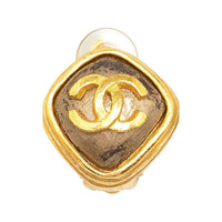 CHANEL 1997 Plated Cc Rhombus Clip On Earrings Costume Earrings