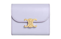 CELINE Triomphe Shiny Smooth Cow Leather Card Holder Wallet Small Size Women's Light Lavender
