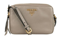 PRADA Leather Shoulder Bag Crossbody Bag Women's Gray