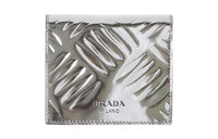PRADA Leather Card Clip Wallets Men's Silver