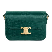 CELINE Triomphe Crocodile Leather Crossbody Bag Shoulder Bag Women's Racing Green