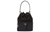 PRADA Recycled Nylon With Patchwork Leather Bucket Bags Shoulder Bag Crossbody Bag Handbag Regular Women's Red