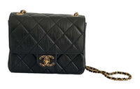CHANEL 22c Early Spring Cow Leather Square Bag Crossbody Bag Shoulder Bag Women's Black
