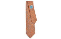 HERMES Ties Men Orange/White/Sky Blue
