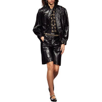 CHANEL Leather Jacket Women's Black