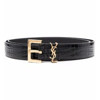 SAINT LAURENT Leather Leather Belts Women's Black -
