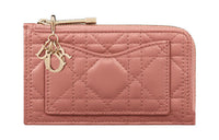 DIOR Lady Dior Lambskin Card Holder Women's Pink