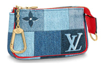 LOUIS VUITTON Micro Pochette Accessoires Denim Monogram Check Blue/Red