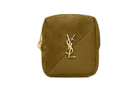SAINT LAURENT Jamie Suede Patchwork Lambskin Hanging Decorative Coin Purses Women's Olive Green