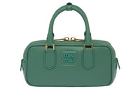 MIU MIU Leather Shoulder Bag Crossbody Bag Handbag Women's Gray Green