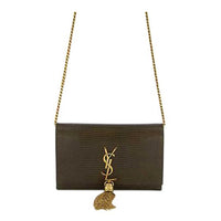 SAINT LAURENT Cow Leather Wallet Crossbody Bag Shoulder Bag Regular Women's Green