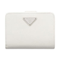 PRADA Saffiano Leather Wallet Small Size Women's White