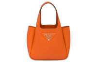 PRADA Leather Tote Basket Bag Shopping Bag Handbag Women's Orange