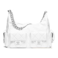 CHANEL Leather Shoulder Bag Women's White