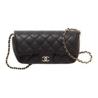 CHANEL Leather Shoulder Bag Women's Black