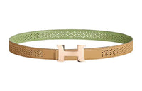 HERMES Leather Belts Women's Masala Tea/Cricket Green