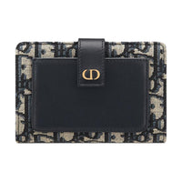 DIOR 30 Montaigne Oblique Jacquard With Smooth Calfskin Wallet Regular Women's Brown & Black