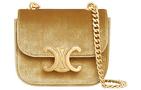 CELINE Velour Chain Bag Shoulder Bag Crossbody Bag Mini Women's Gold