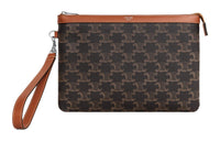 CELINE Canvas With Calfskin Clutch Men's Brown