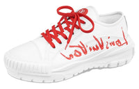 LOUIS VUITTON Squad Low Top Stylish Skateboarding Shoes Women's White Red