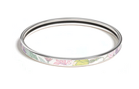 HERMES Enamel Palladium-Plated Metal Component Bangles Women's Silver