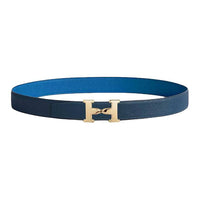 HERMES Calfskin Leather Belts Women's Blue Width: 3.2CM