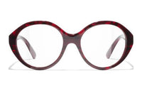 CHANEL Acetate Irregular Shape Eyeglass Frames Men's Red