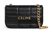 CELINE MATELASSE MONOCHROME Series Quilting Sheepskin Shoulder Bag Women's Black