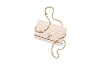 CHANEL Embossed Calfskin Shoulder Bag Crossbody Bag Wallet Regular Women's Light Pink
