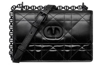 DIOR Caro Wicker Pattern Sheepskin Portable Crossbody Bag, Shoulder Bag Women's Black
