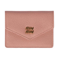 MIU MIU Cow Leather Envelope Bag Card Holder Women's Pink