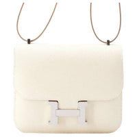 HERMES Constance Epsom Leather Shoulder Bag, Crossbody Bag Mini Women's 10 Craie Milkshake White