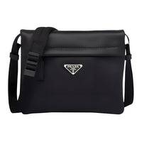 PRADA Cow Leather Shoulder Bag Men's Black