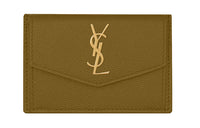 SAINT LAURENT UPTOWN Calfskin Card Holder Regular Women's Olive Green