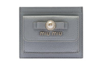 MIU MIU Madras Leather Card Holder Women's Cornflower Blue