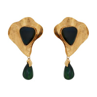 SAINT LAURENT Brass Resin Clip On Earrings Women's Gold