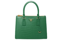 PRADA Galleria Killer Bag Crocodile Leather Shoulder Bag Crossbody Bag Handbag Medium Size Women's Mango Green