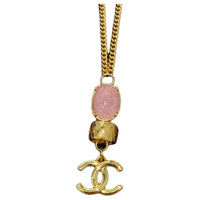 CHANEL Metal Artificial Pearl Rhinestone Necklaces Women's Gold