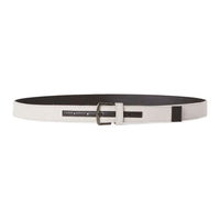 Loro Piana Color Blocking Design Cotton Linen Belt Men's White Width 2.8CM