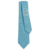HERMES Mulberry Silk Ties Men's Sky Blue