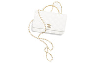 CHANEL Lambskin Shoulder Bag Crossbody Bag Regular Women's White
